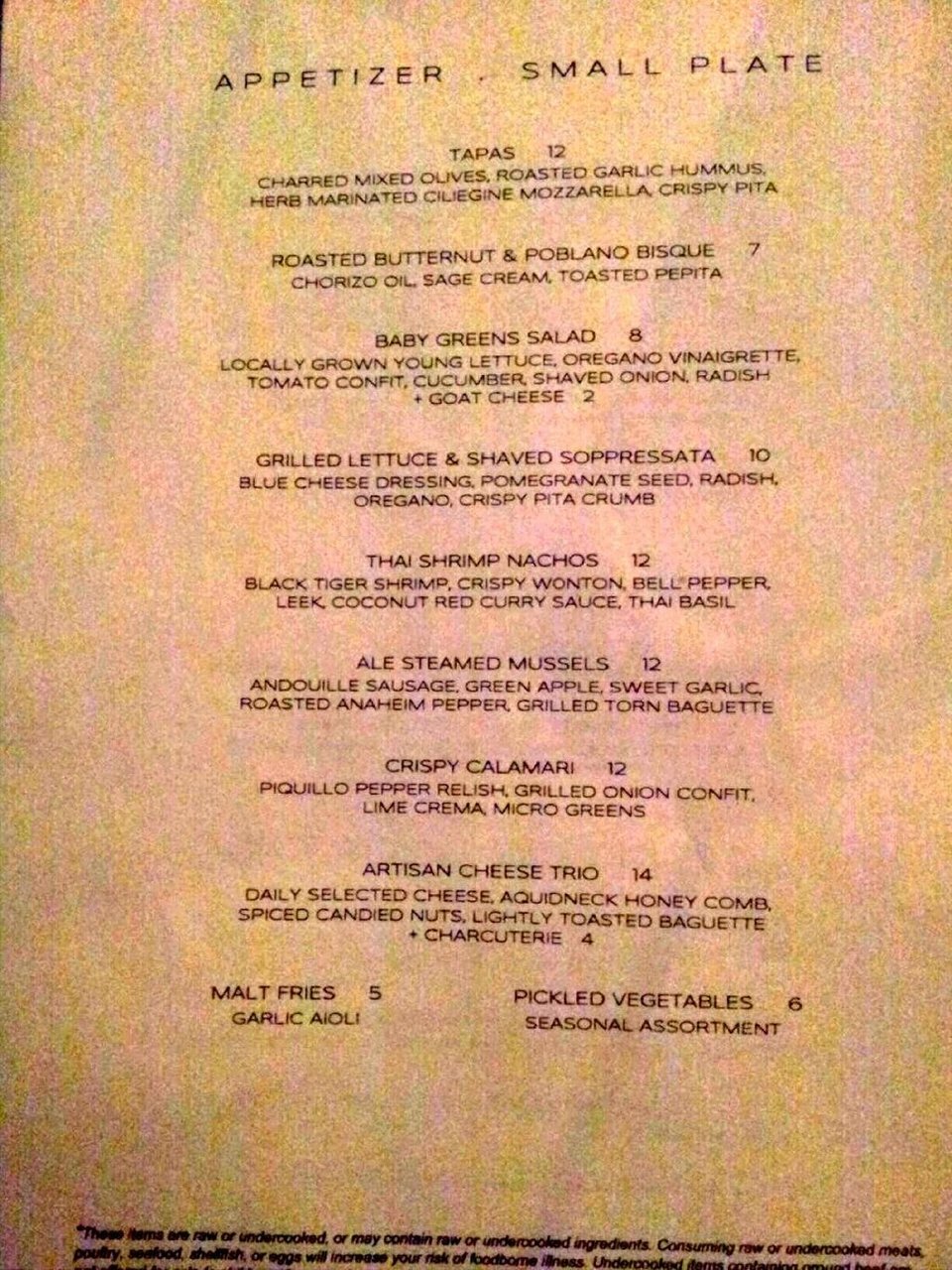 Malt menu photo