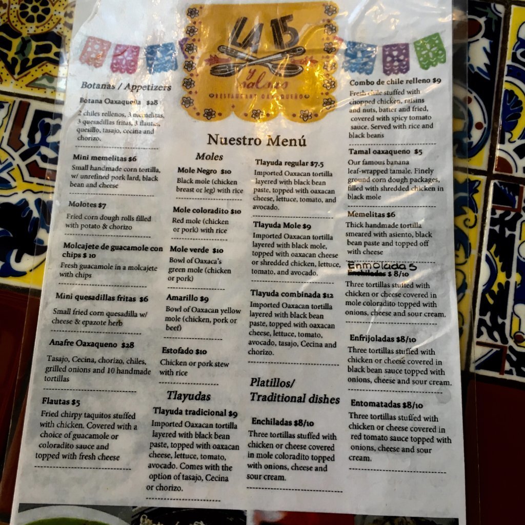 Las 15 y Salsas menu photo