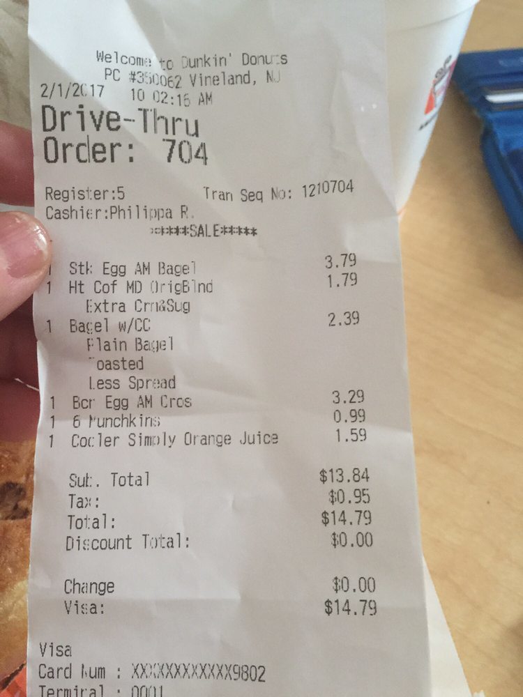 Dunkin' menu photo