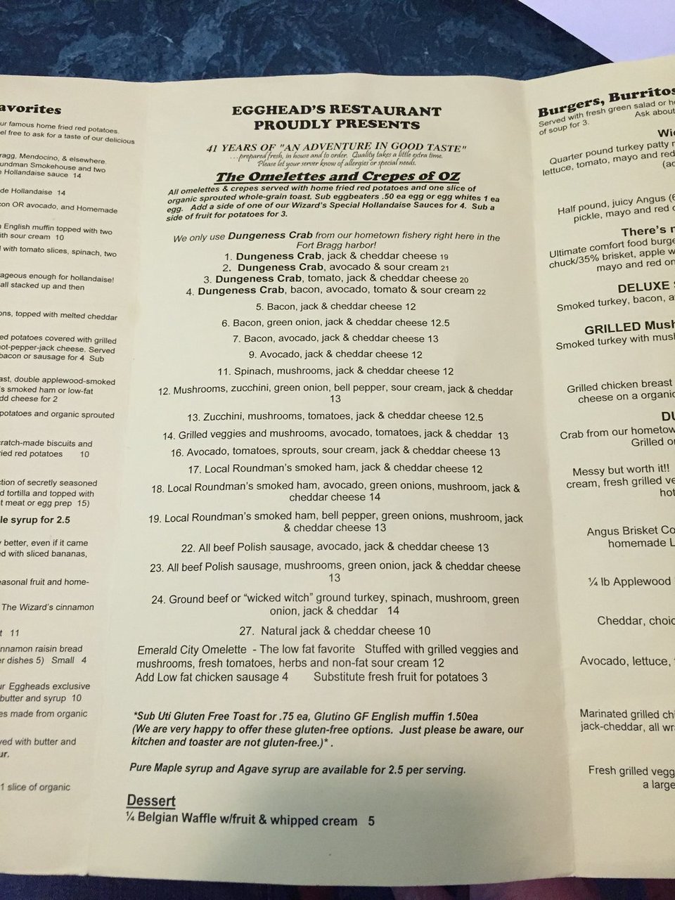 Eggheads Restaurant menu photo