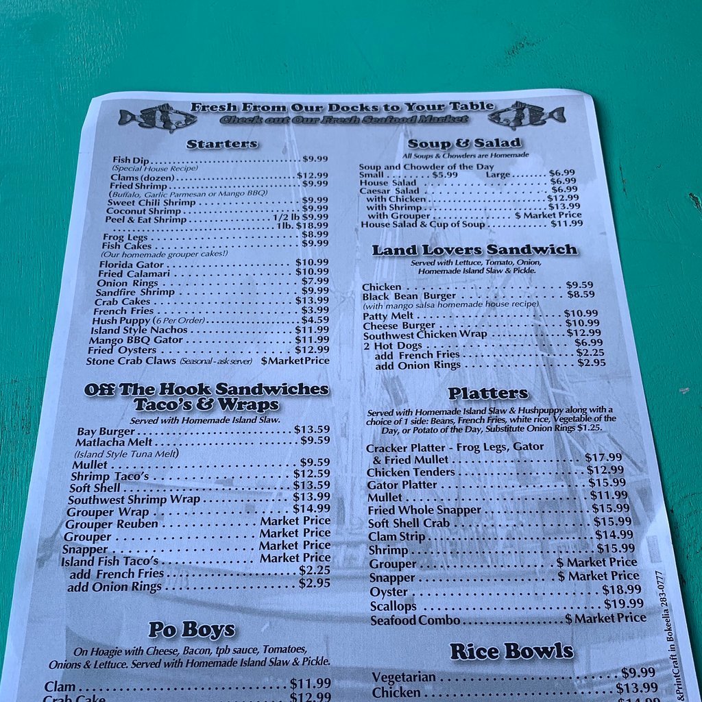 Old Fish House Marina Restaurant menu photo