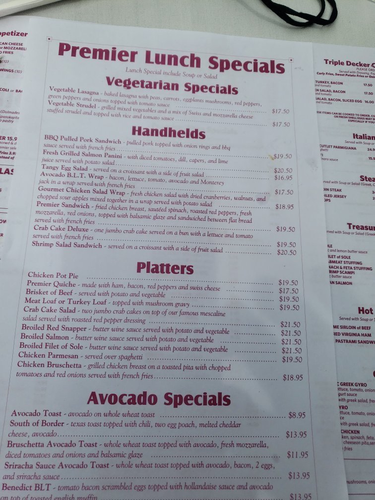 Premier Diner menu photo