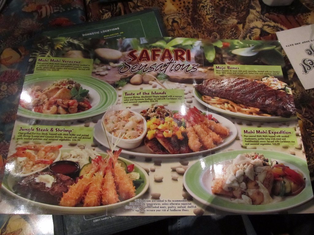 Rainforest Cafe menu photo