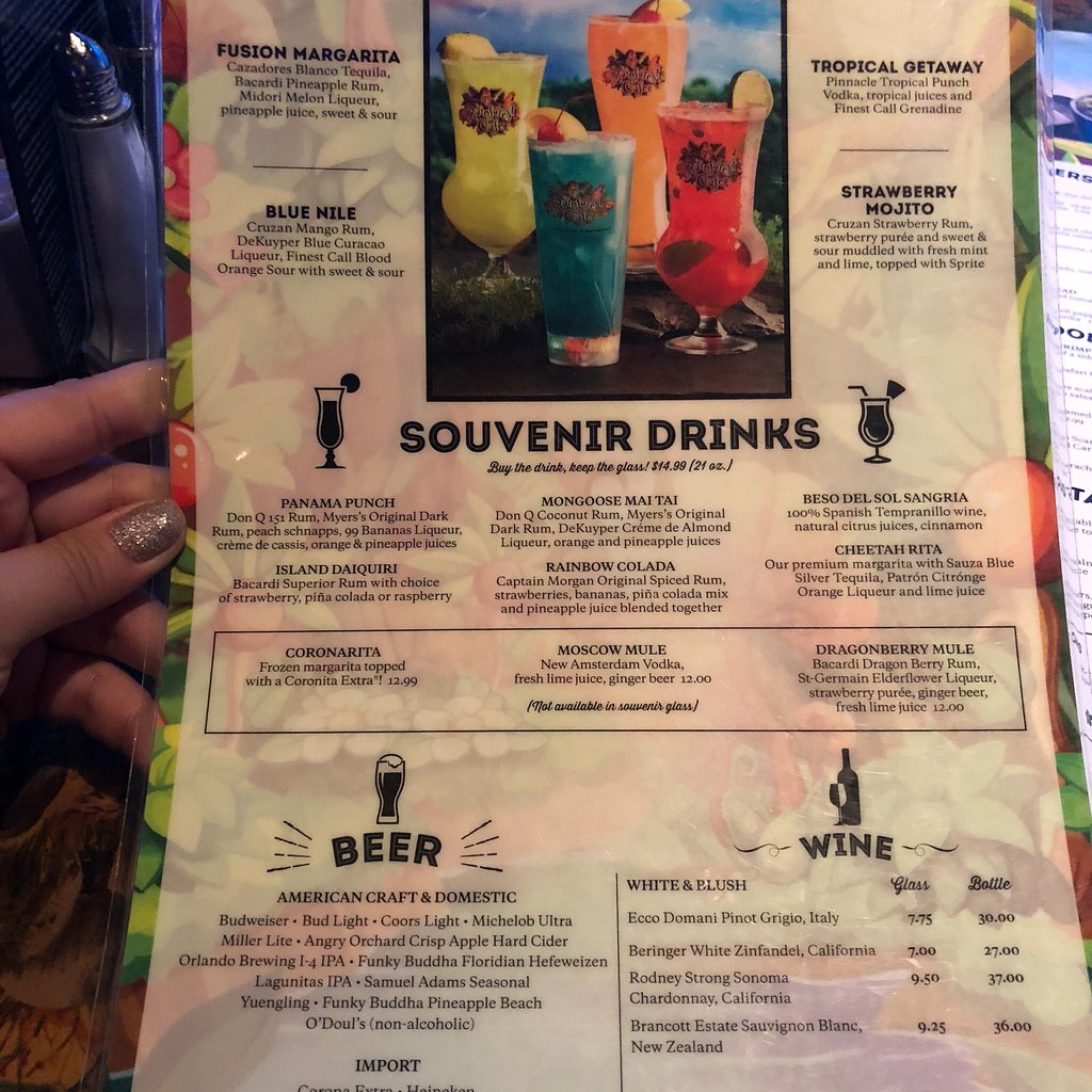 Rainforest Cafe menu photo