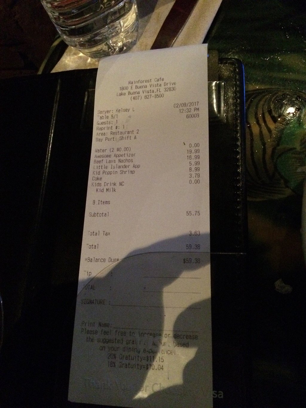 Rainforest Cafe menu photo