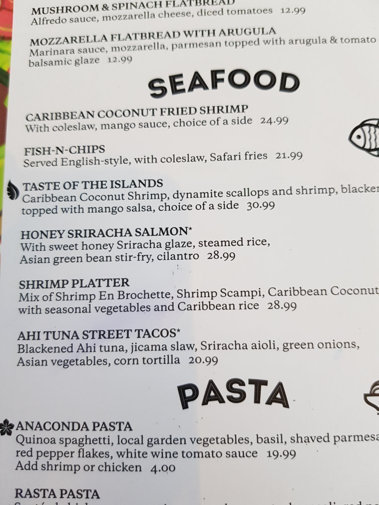 Rainforest Cafe menu photo