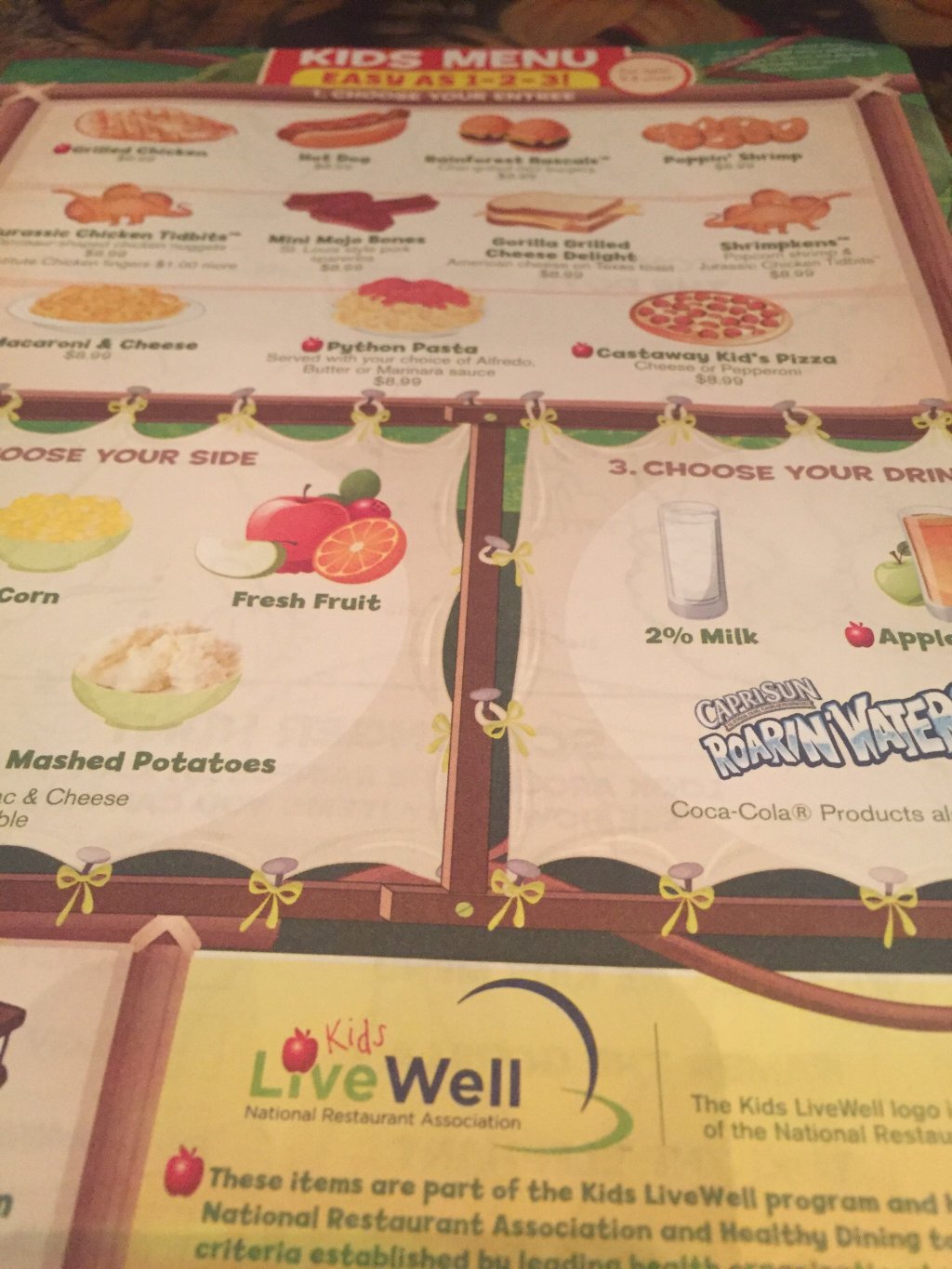Rainforest Cafe menu photo