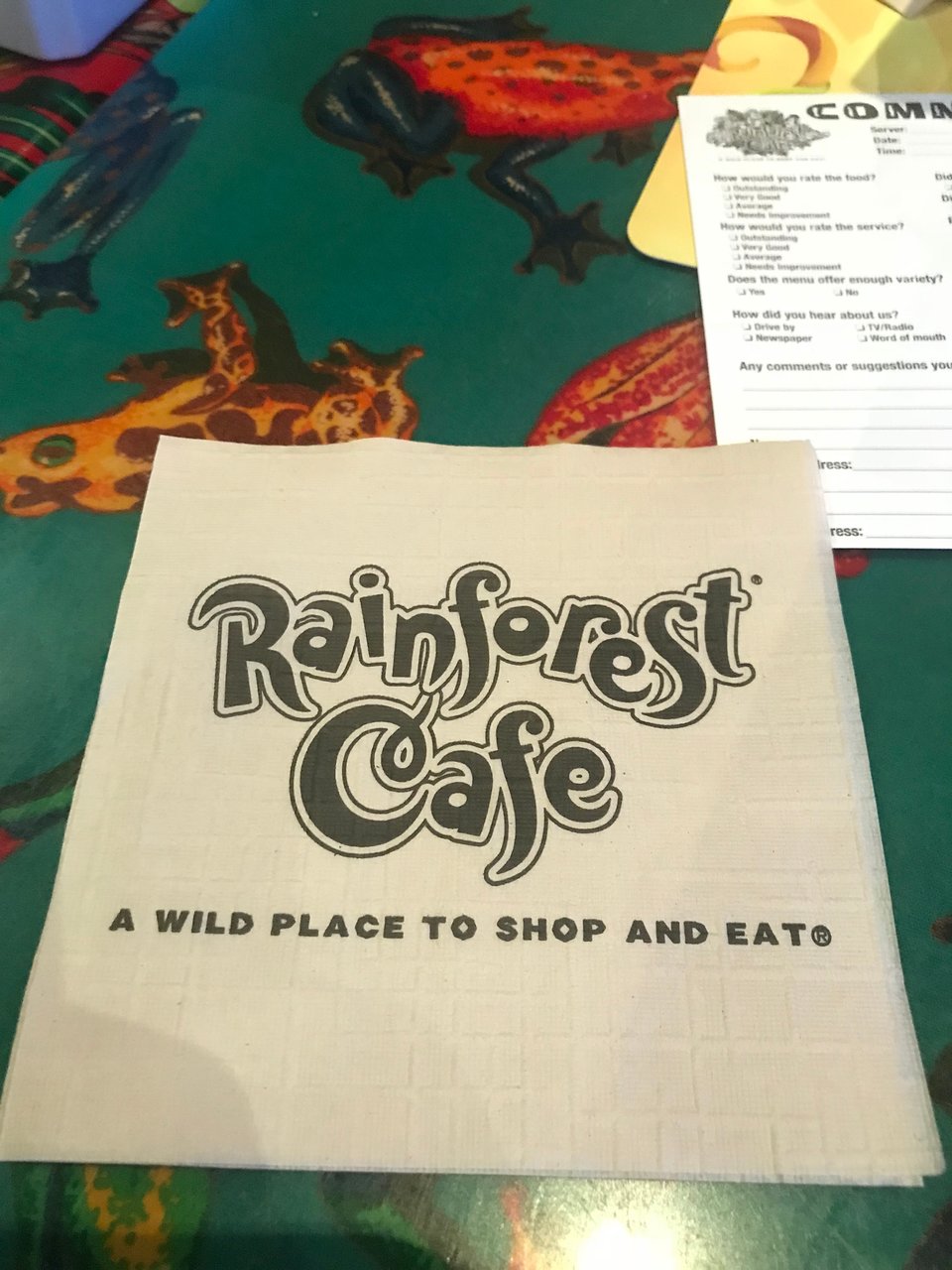 Rainforest Cafe menu photo