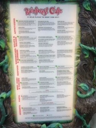 Rainforest Cafe menu photo