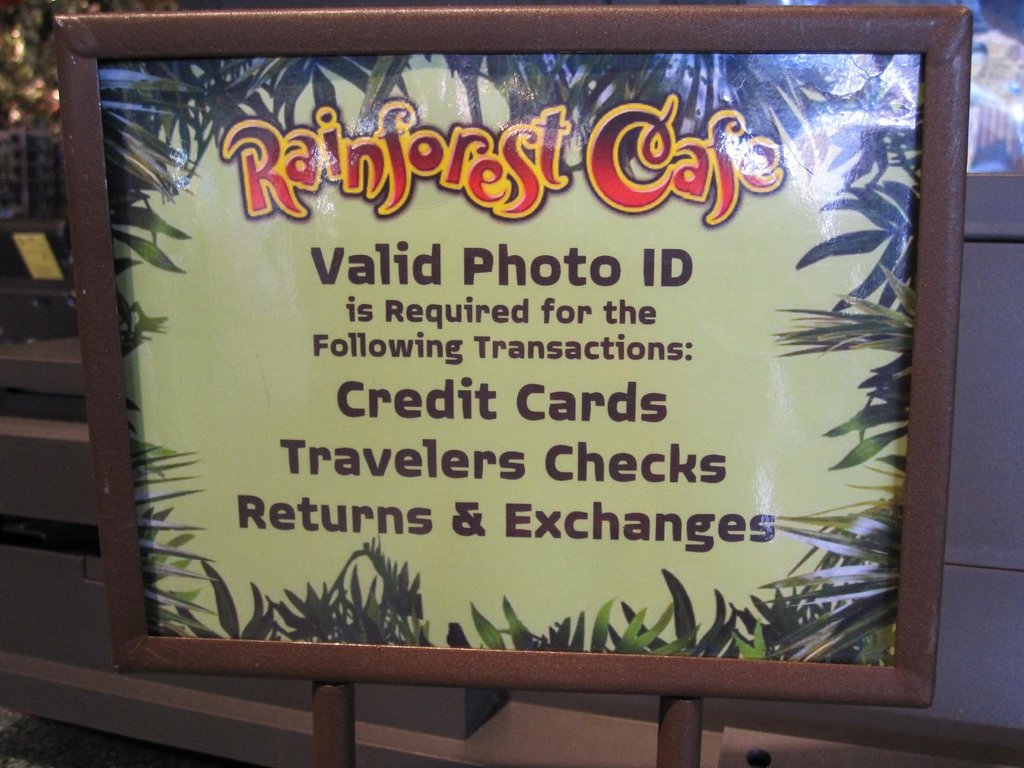 Rainforest Cafe menu photo