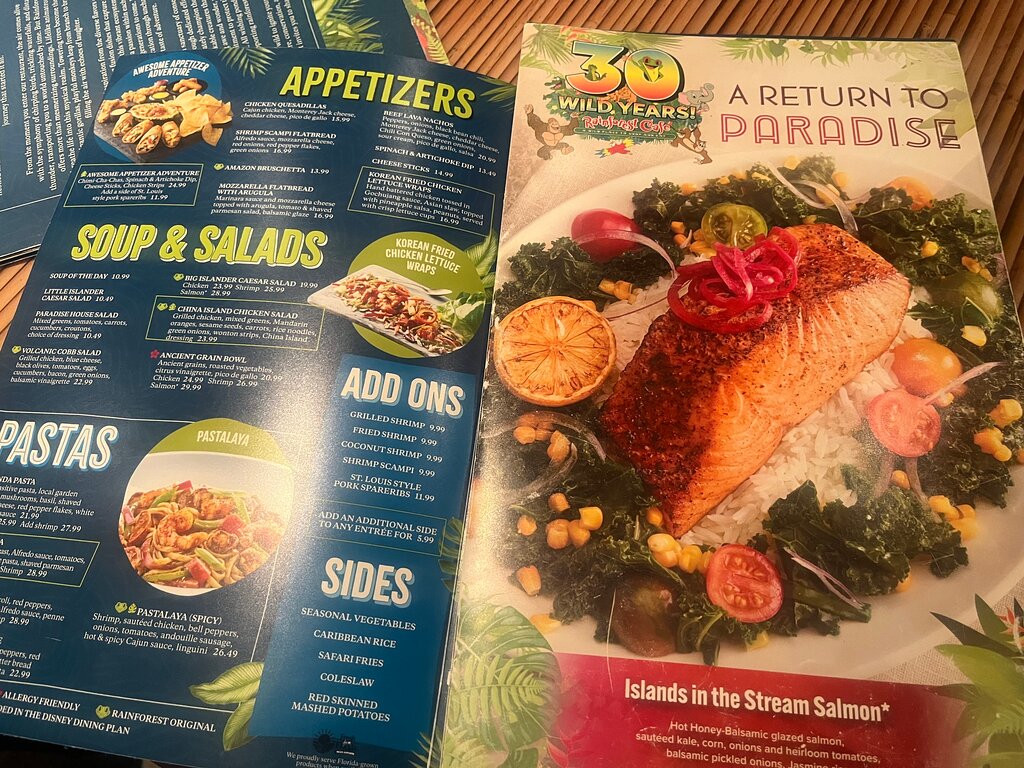 Rainforest Cafe menu photo