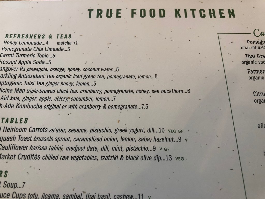 True Food Kitchen menu photo