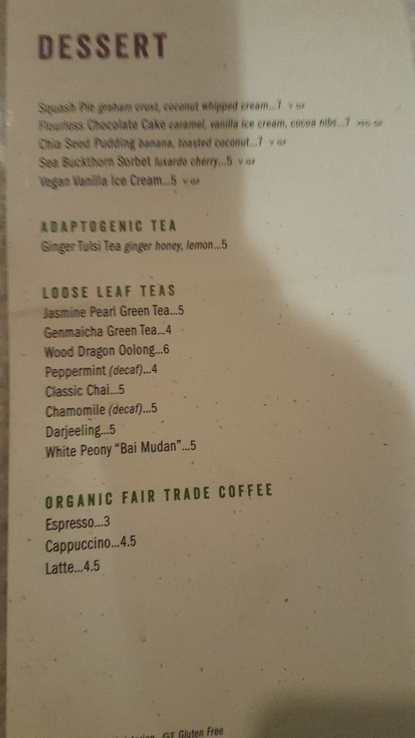 True Food Kitchen menu photo