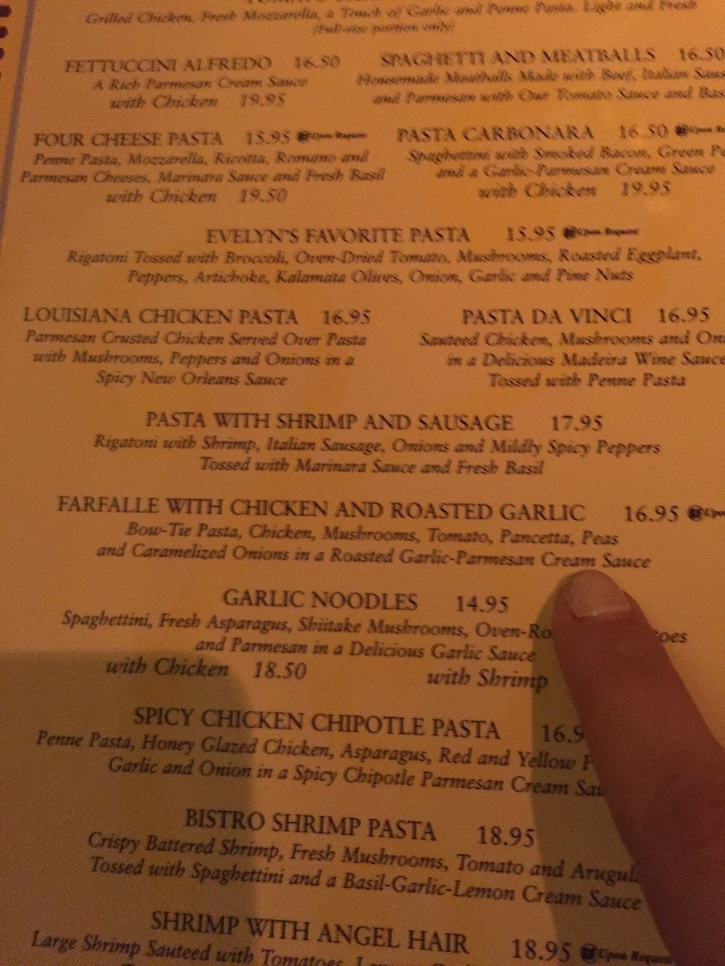 The Cheesecake Factory menu photo