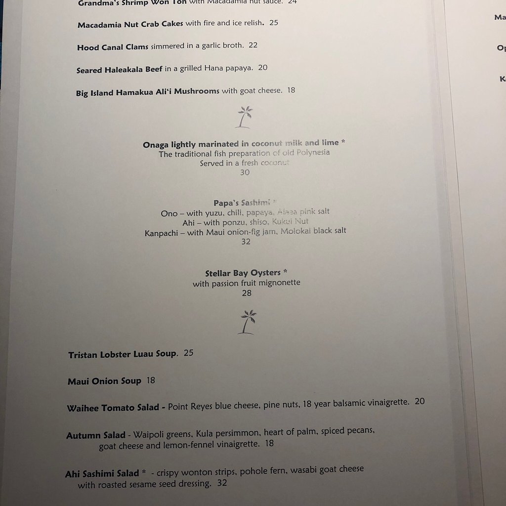 Mama's Fish House menu photo