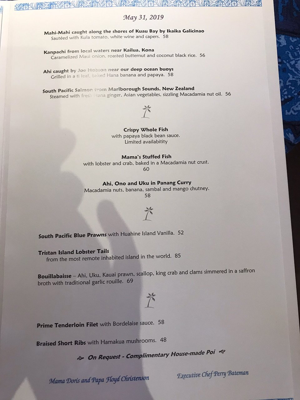 Mama's Fish House menu photo