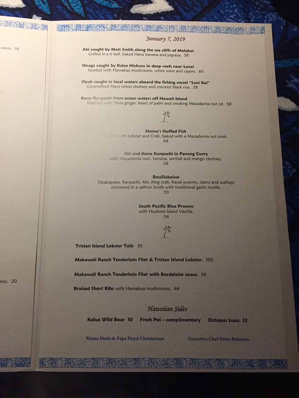 Mama's Fish House menu photo