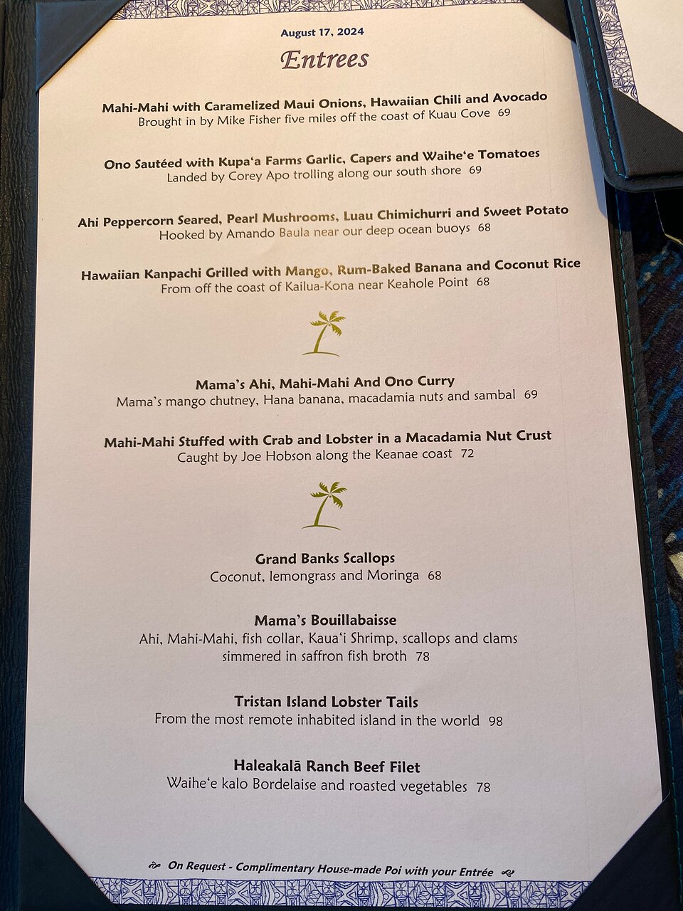 Mama's Fish House menu photo