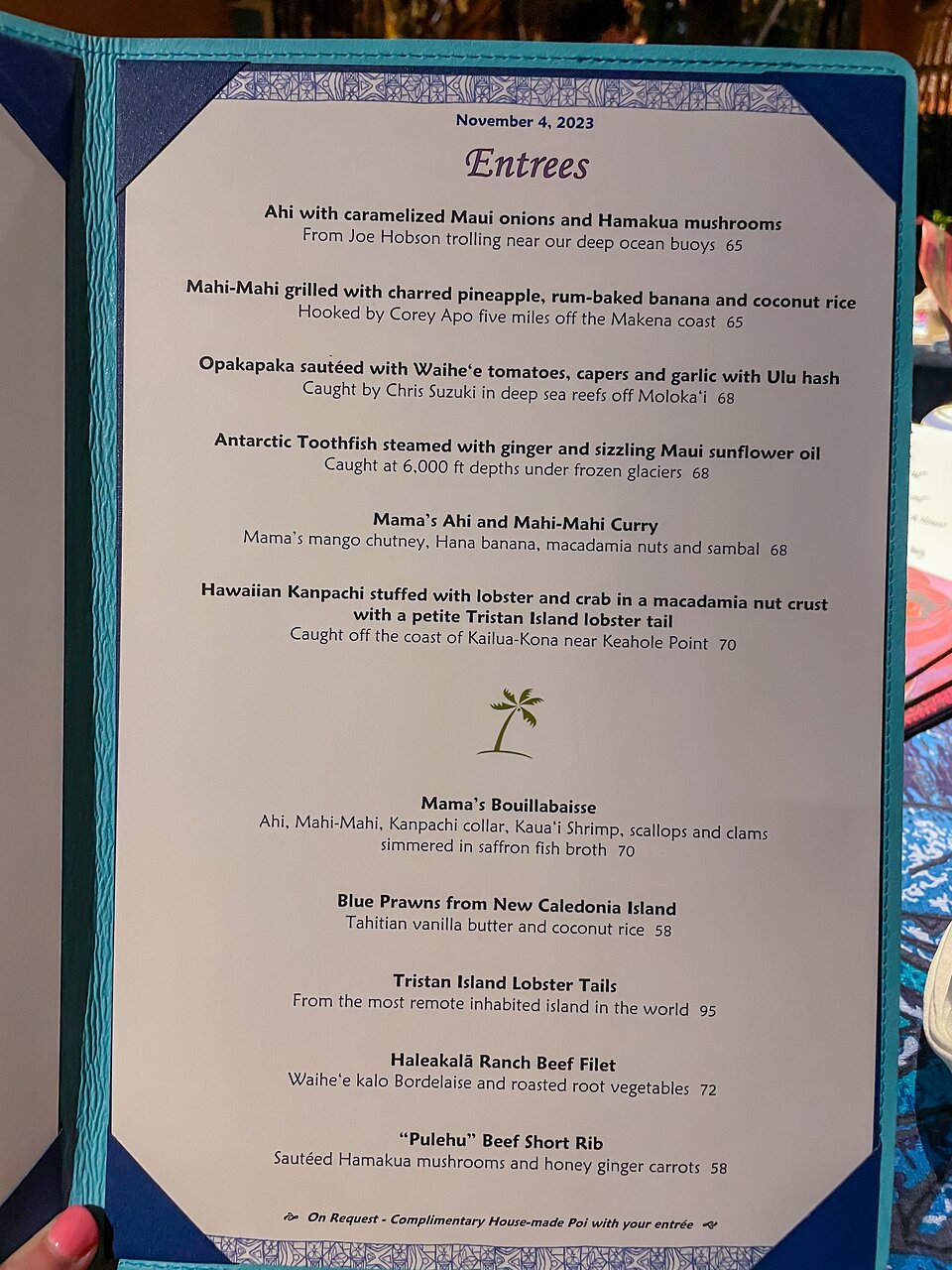 Mama's Fish House menu photo