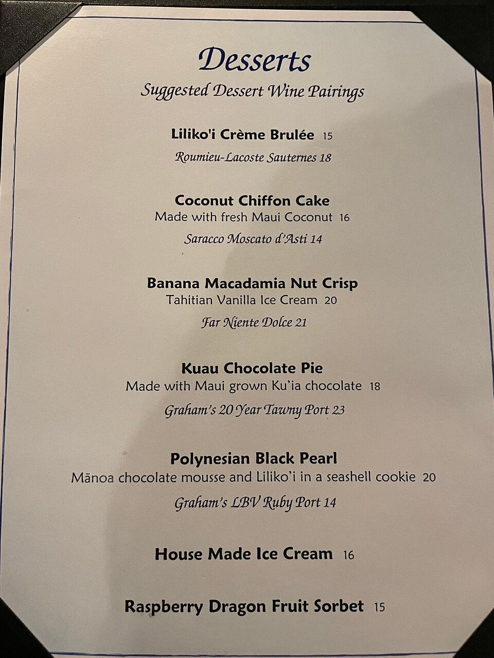 Mama's Fish House menu photo