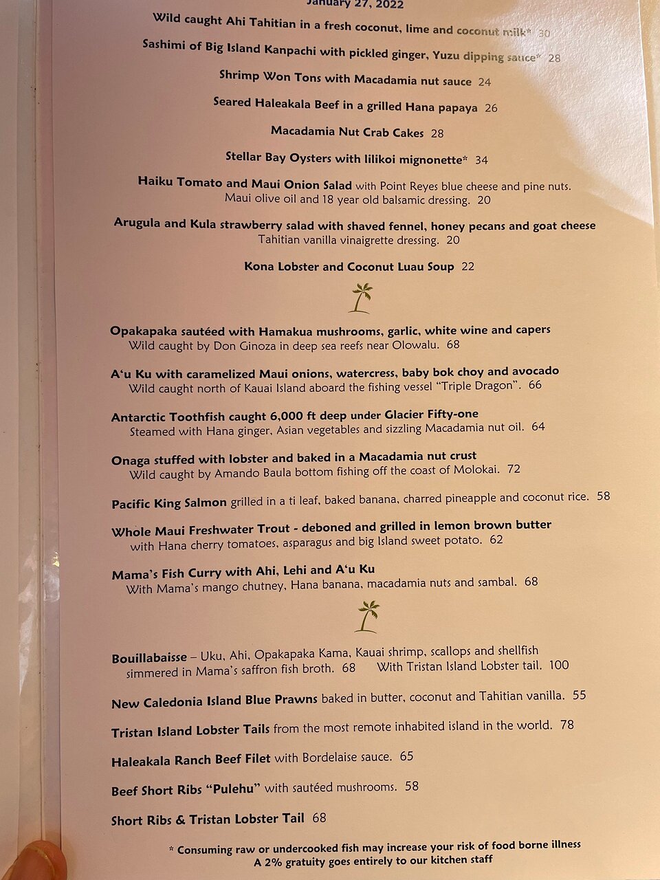 Mama's Fish House menu photo