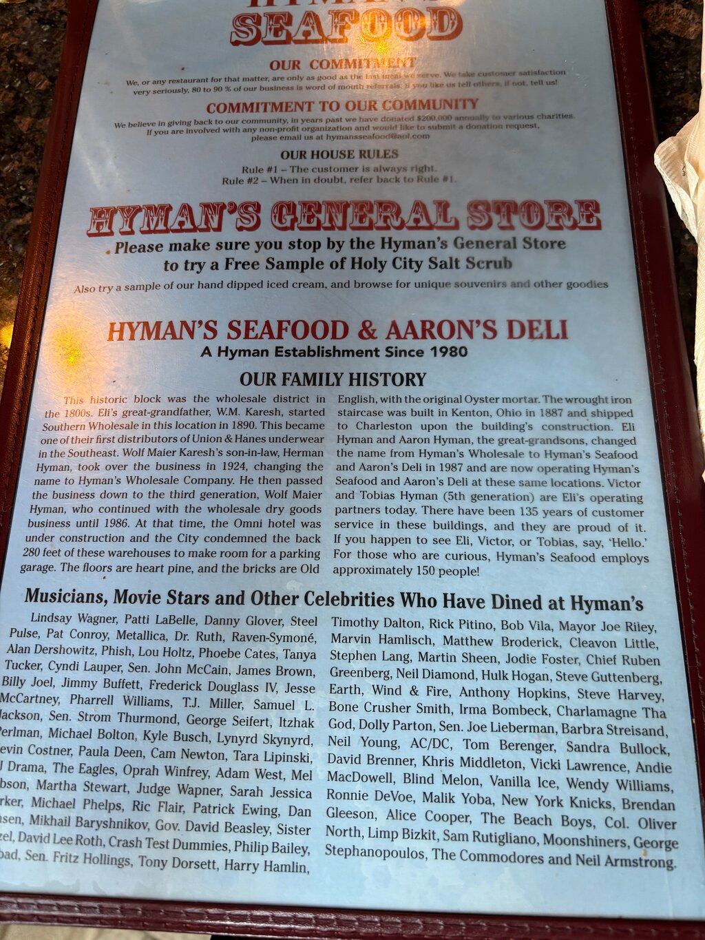 Hyman's Seafood menu photo