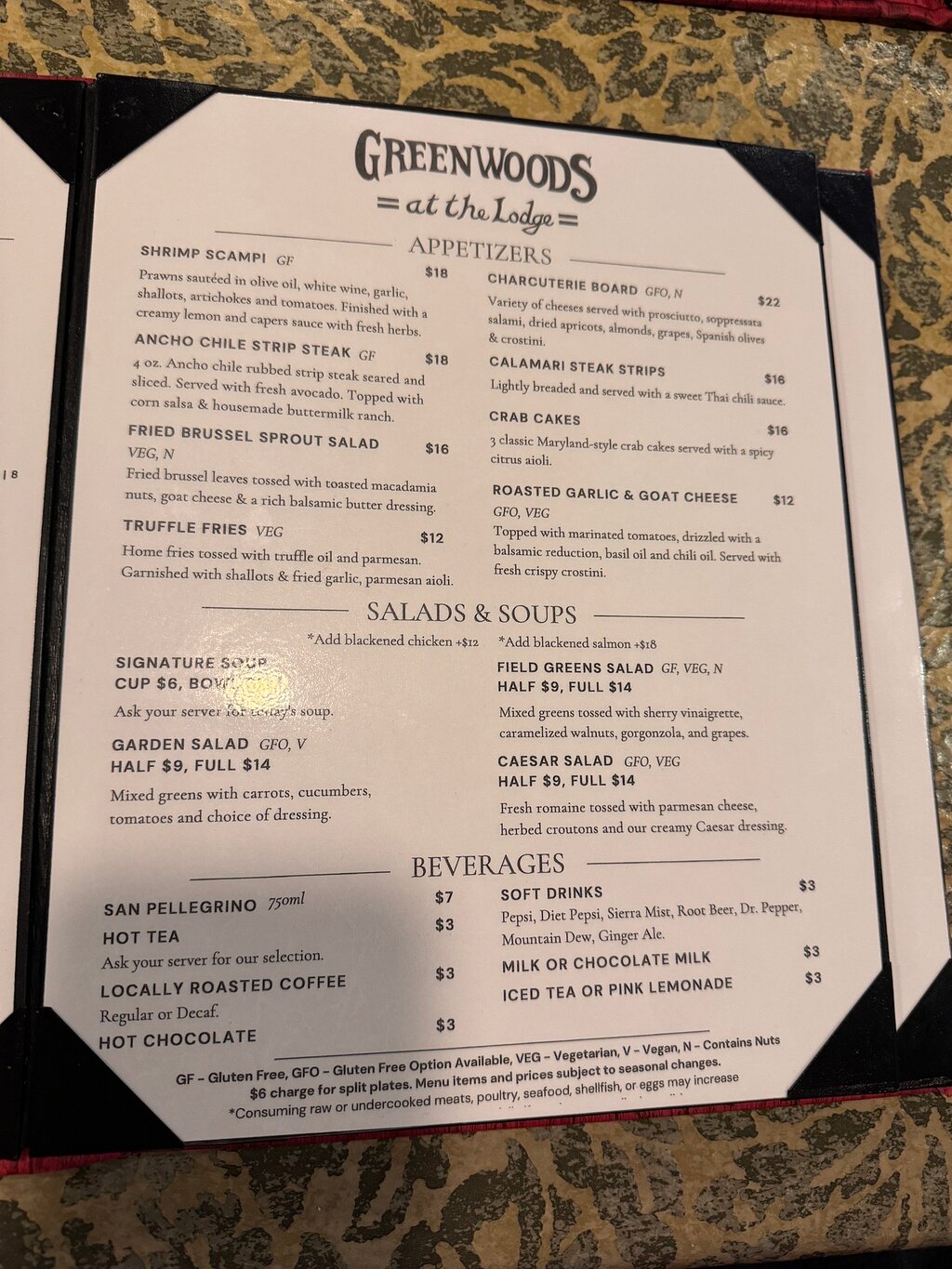 Cambria Pines Lodge Restaurant menu photo
