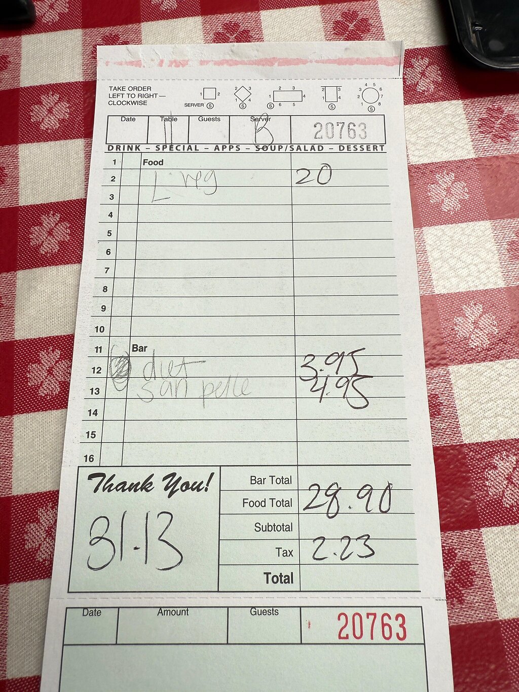 Sonny's Pizza menu photo