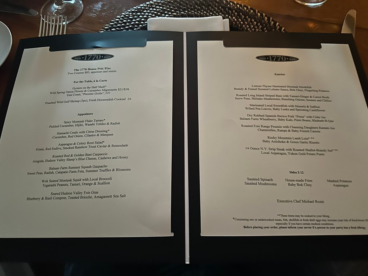 1770 House Restaurant menu photo