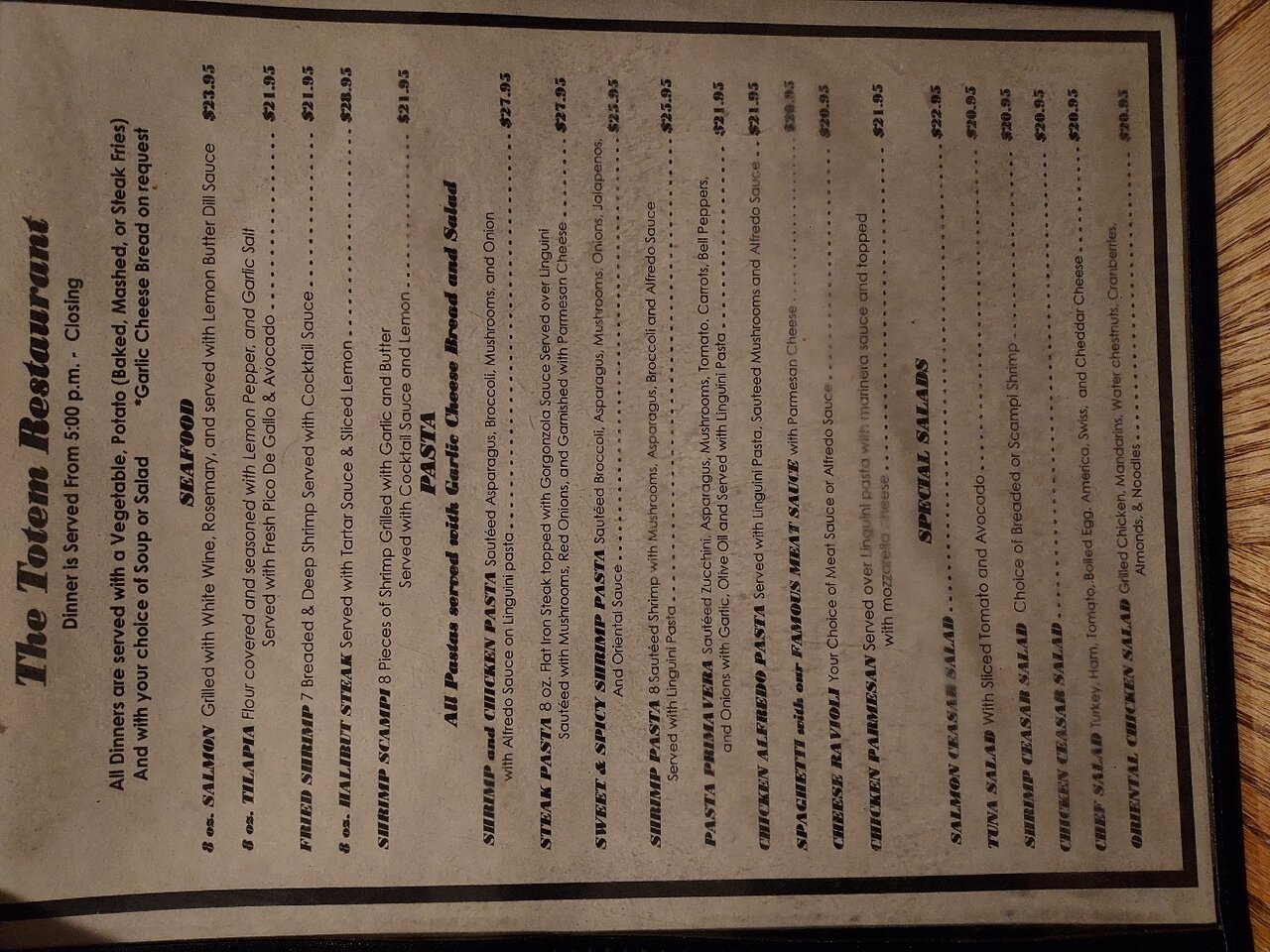 Totem Cafe menu photo
