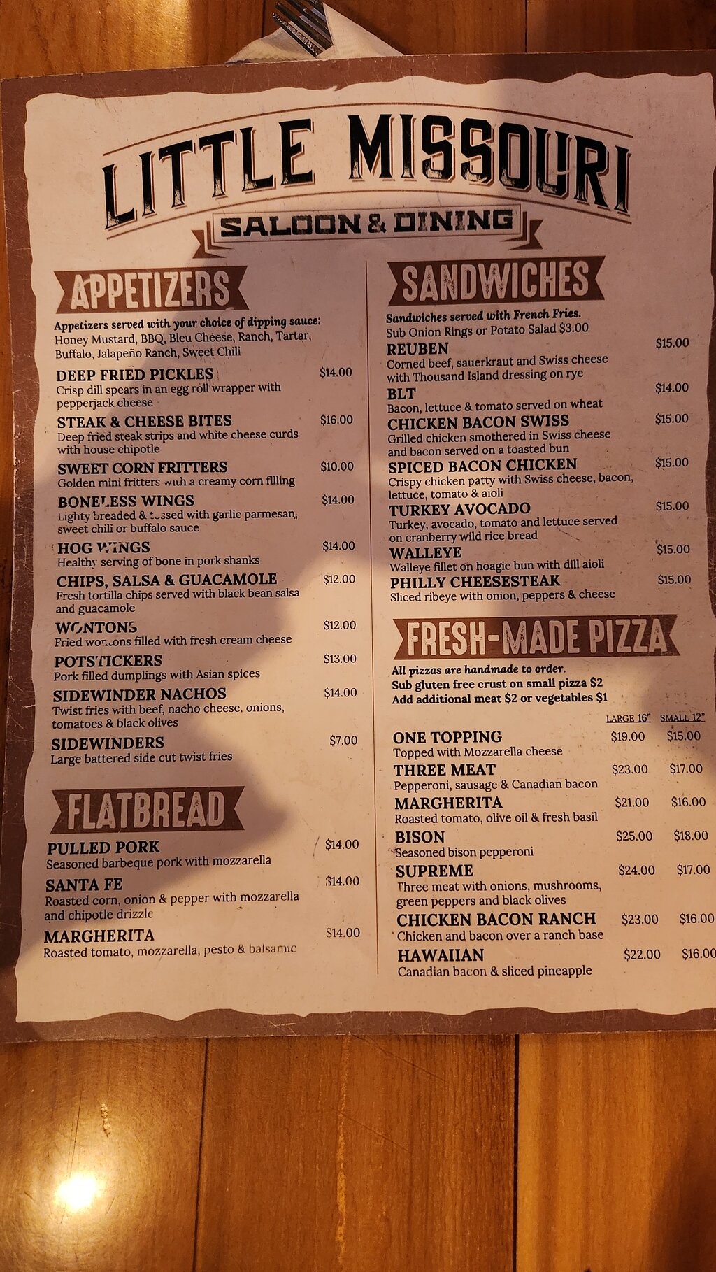 Little Missouri Dining Room & Saloon menu photo