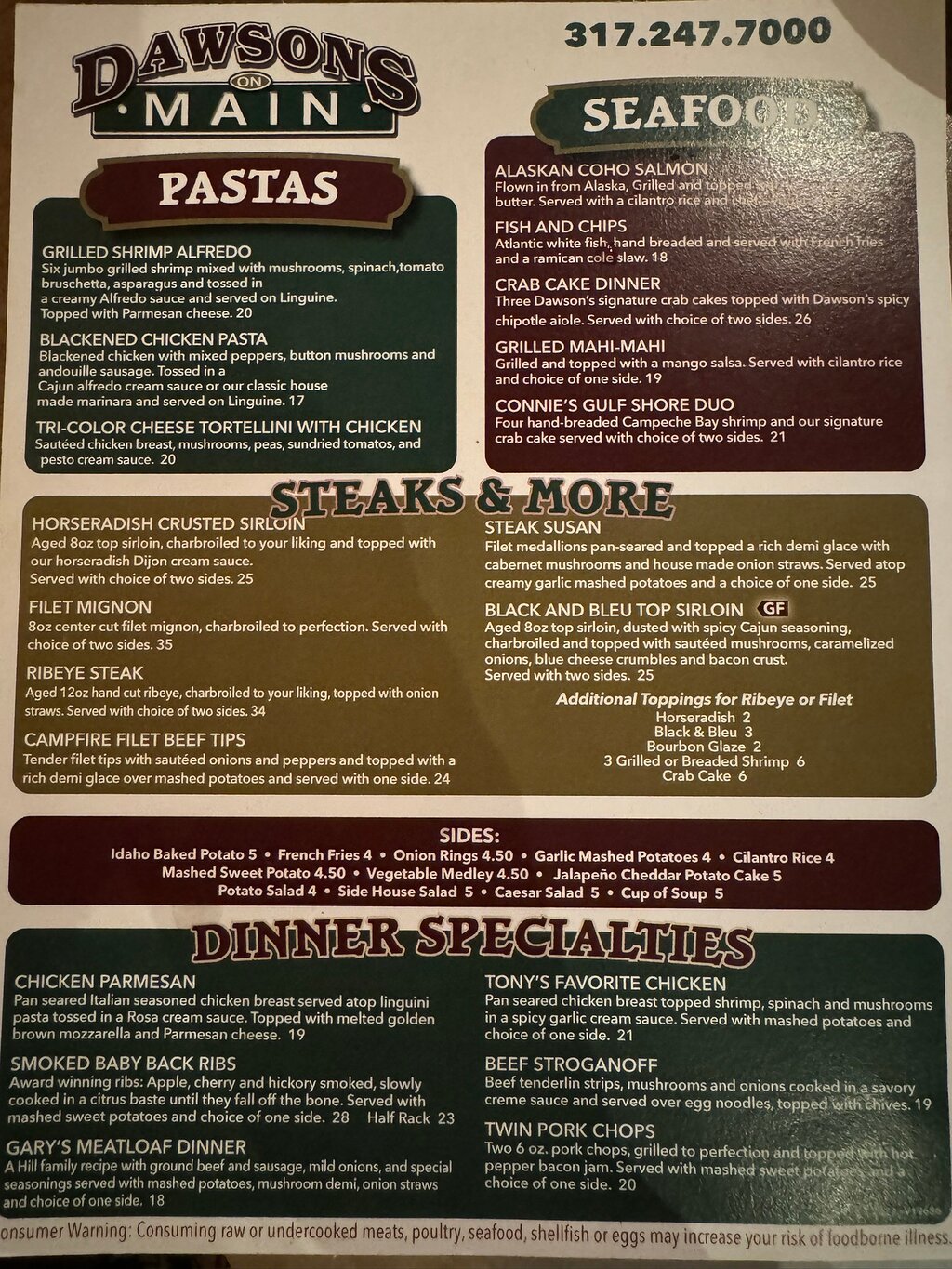 Dawson's on Main menu photo