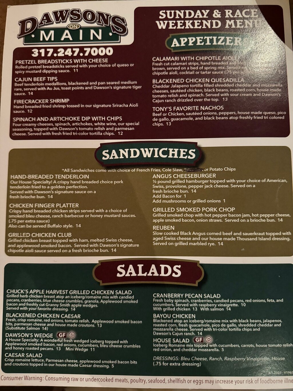 Dawson's on Main menu photo