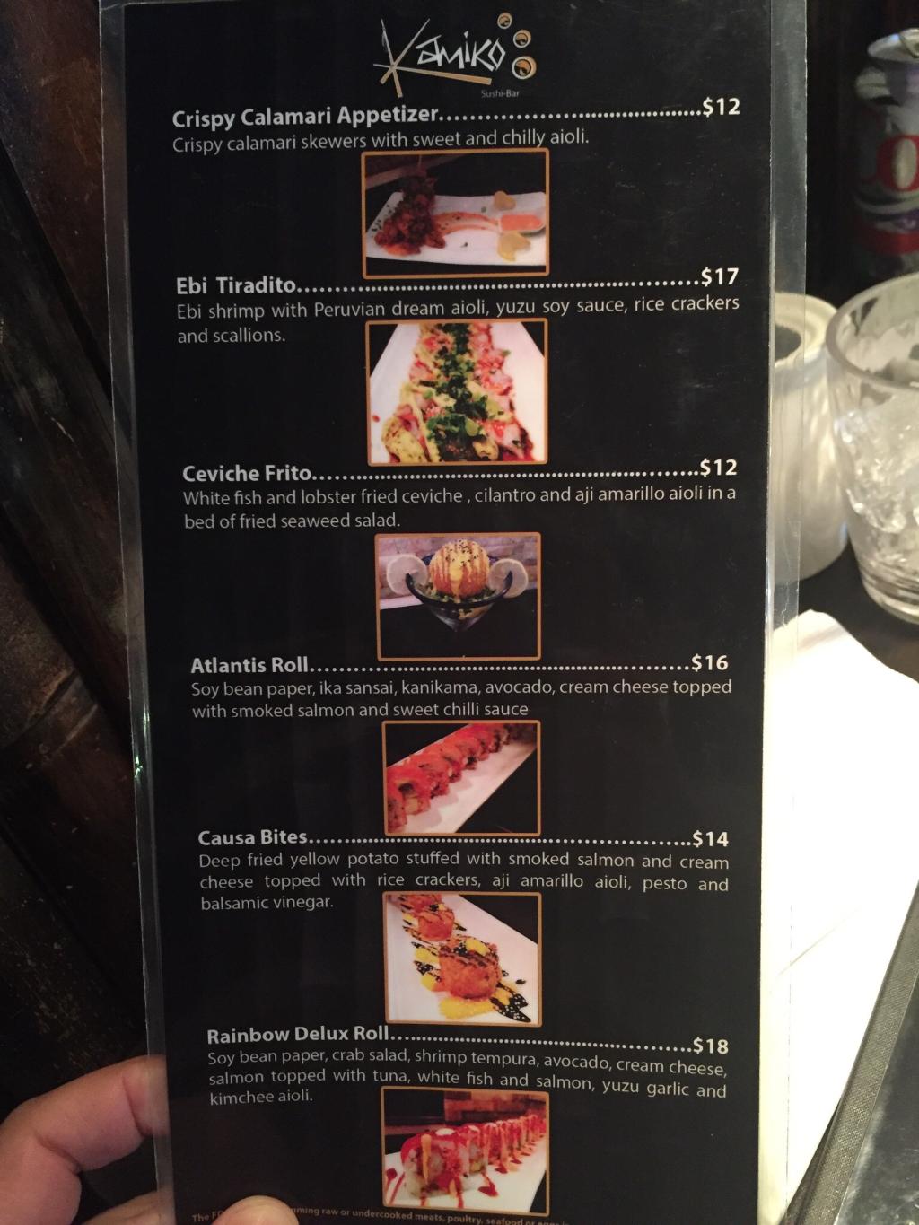 Kamiko Sushi Bar menu photo