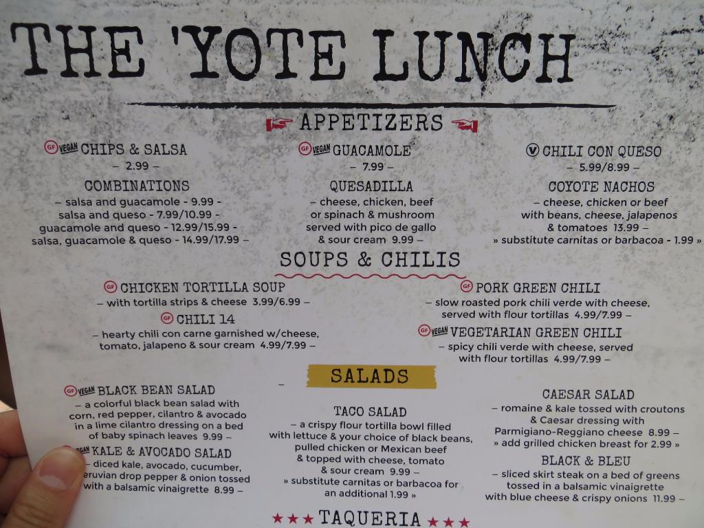 Coyote Cafe menu photo