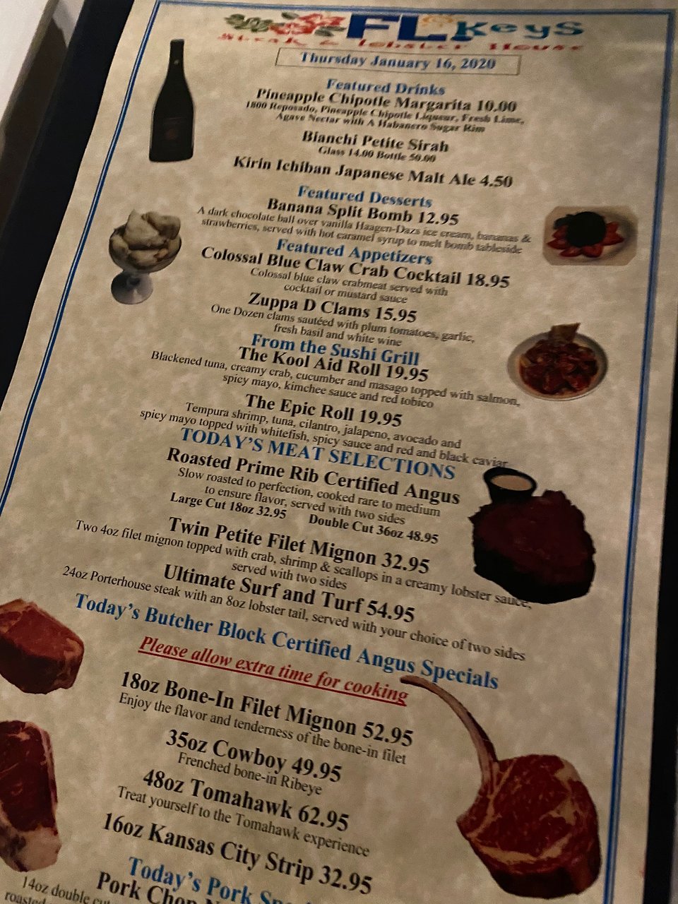 Florida Keys Steak and Lobster House menu photo