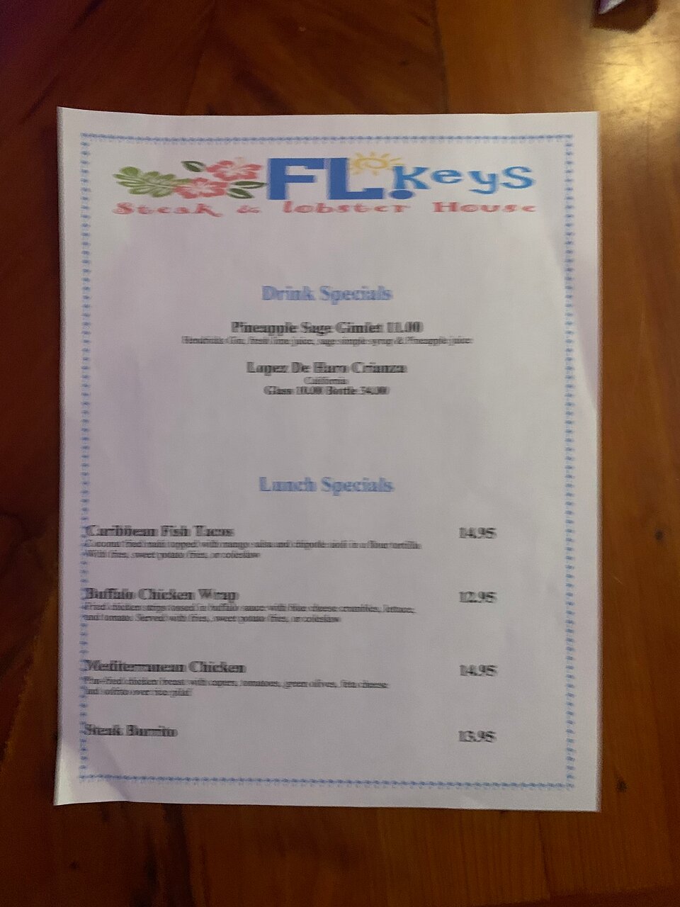 Florida Keys Steak and Lobster House menu photo