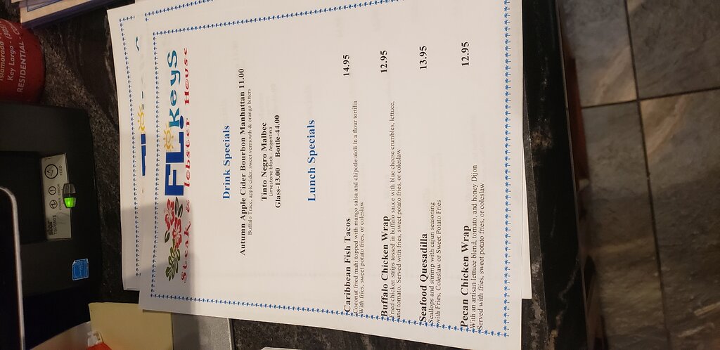 Florida Keys Steak and Lobster House menu photo