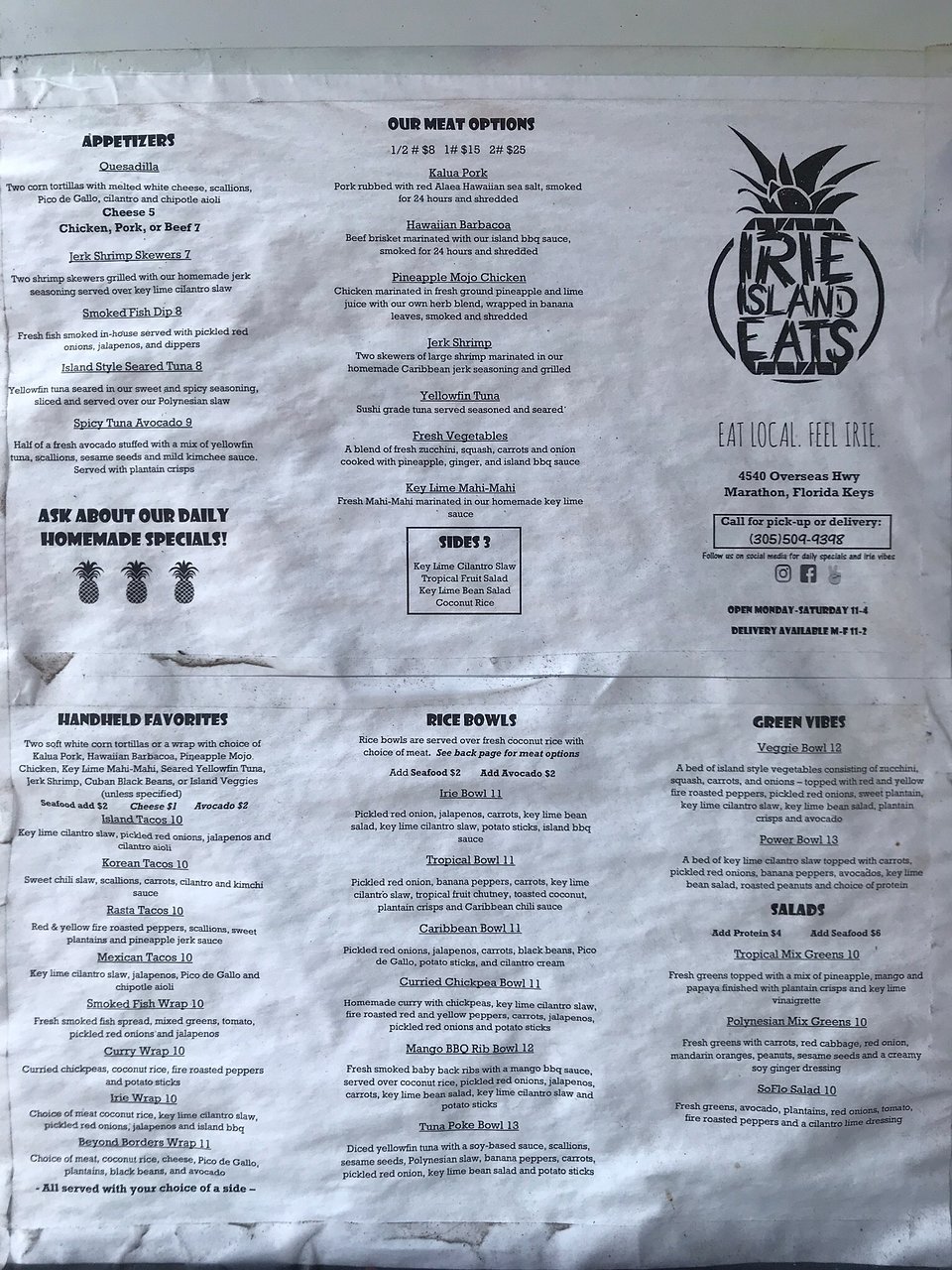 Irie Island Eats menu photo