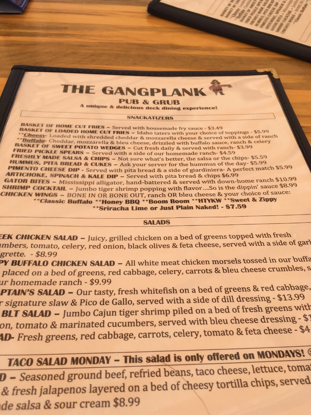 The Gangplank menu photo
