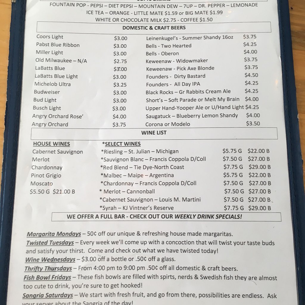 The Gangplank menu photo