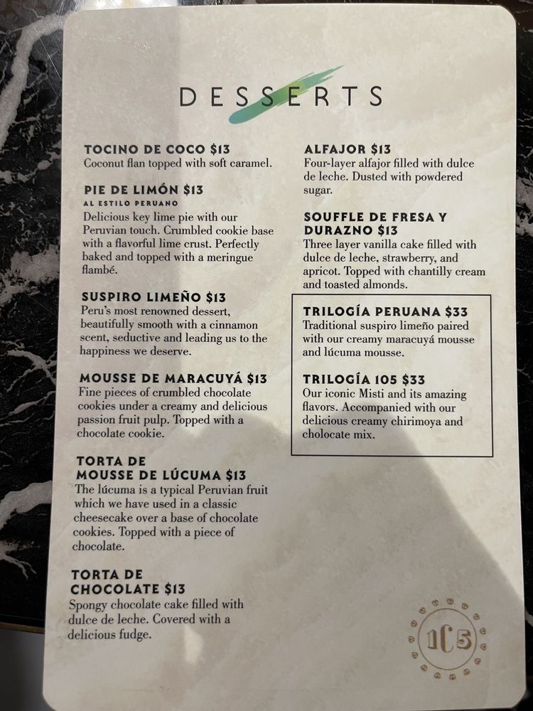 Dessert Menu