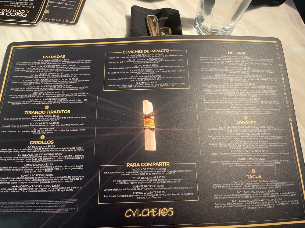 Menu in Spanish